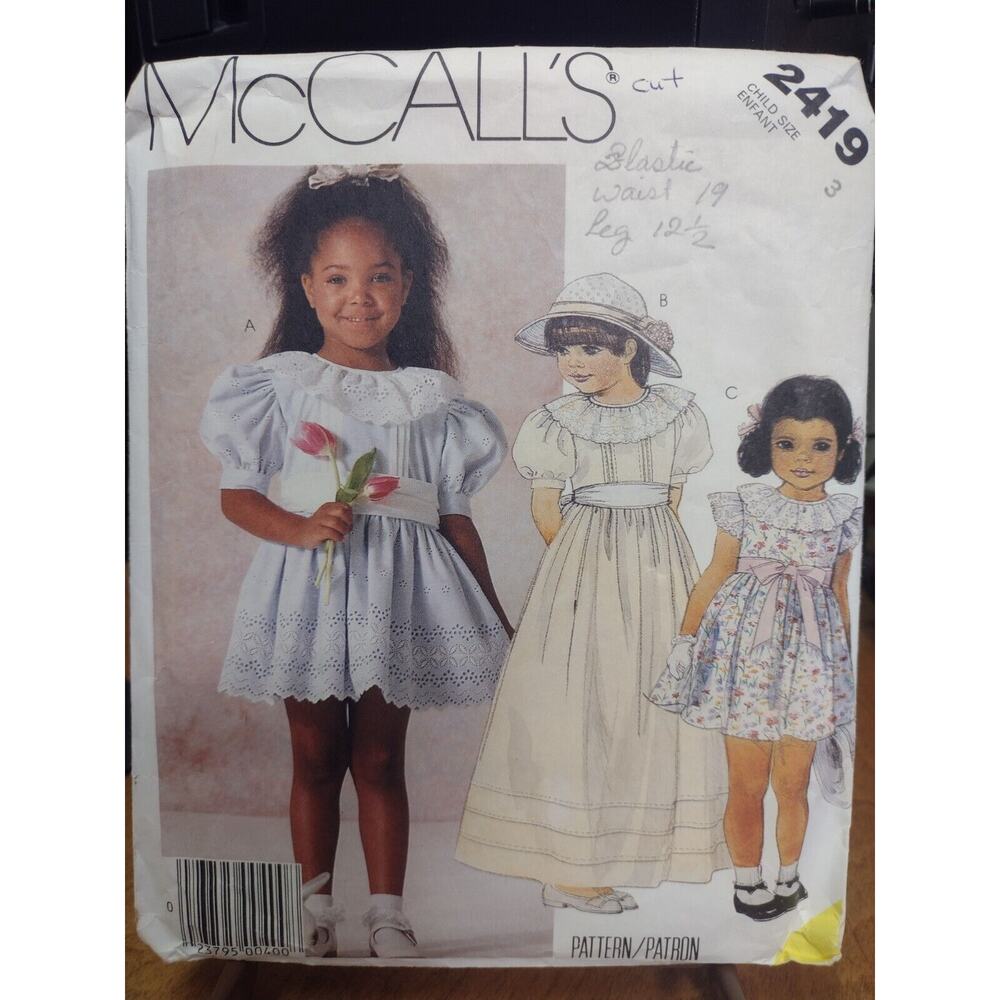 Vintage McCall's Pattern 2419‎ Children's Dress & Cummerbund Child Size (1986)